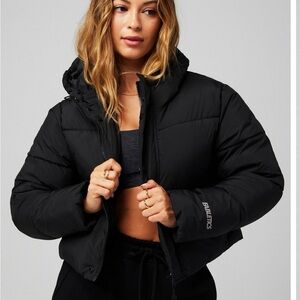 Fabletics Women's Black Hooded Puffer Jacket